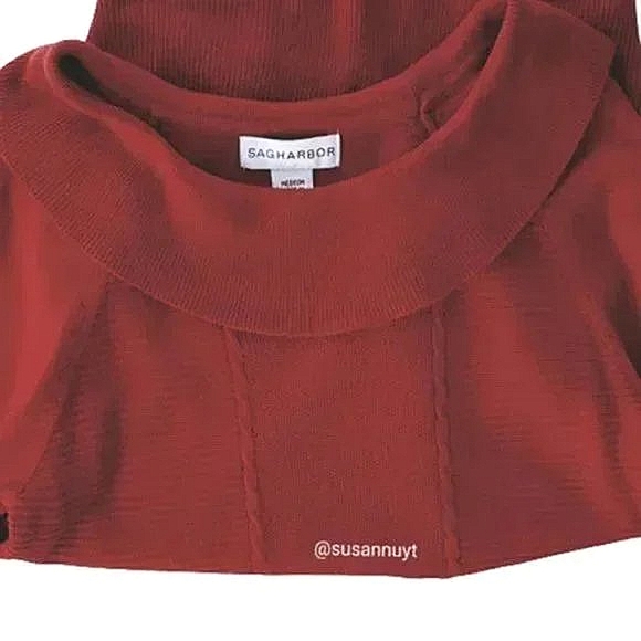 SAG HARBOR Rust-Orange Cable Acrylic Wide Collar Normcore Sweater ♥️ - Picture 4 of 4